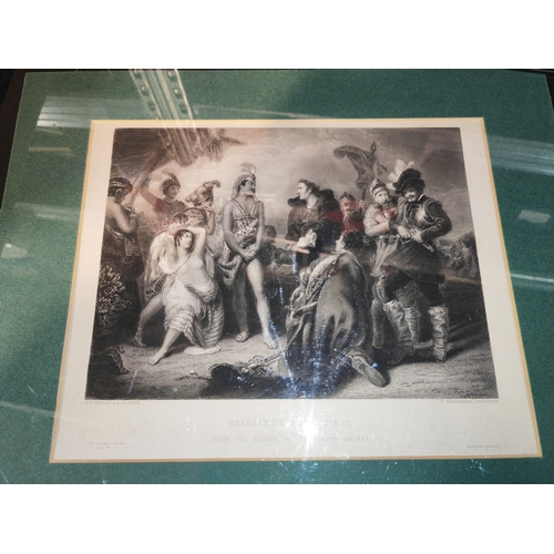 624 - Framed Picture Of Peruvians And Spaniards