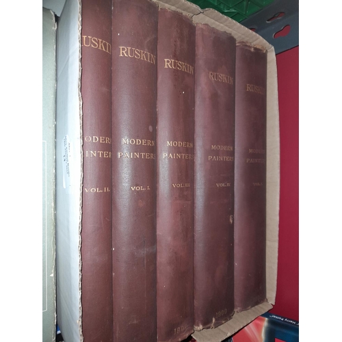 14 - 5 Volumes Of Ruskin Modern Painters Full Set Dated 1900 Second Edition