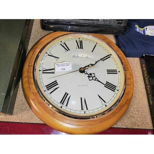 214 - London Clock Co Quartz Wall Clock With New Duracell Batteries Tested And Working