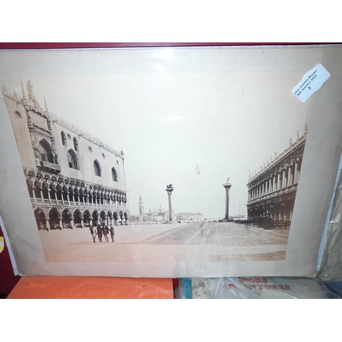 3 - Original Old Mounted Photograph By Carlo Penti C 1870'S, Piazzetta In Venice Italy