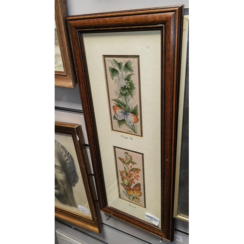 104 - Framed Embroidered Butterfly And Flowers Picture