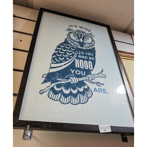 109 - Framed Owl Motto Picture