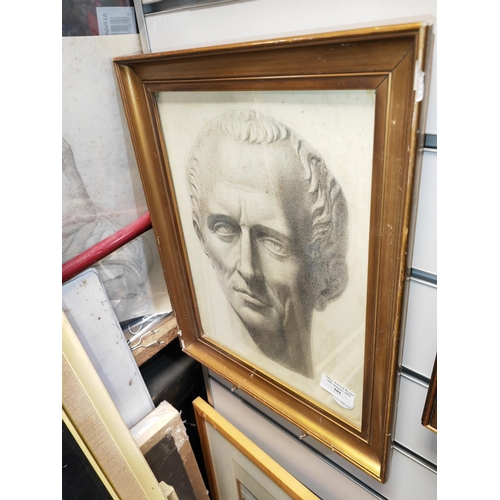 101 - Framed Antique Pencil Drawings Portraits Signed And Dated Plus A Unframed Pencil Drawing Of A Horse