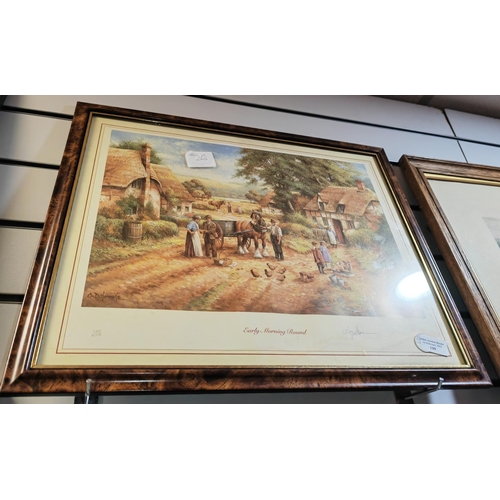 109 - Framed Early Morning Round Print By C D Howards Ltd Edition