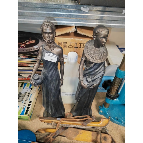 207 - 2 African Tribal Lady Statues