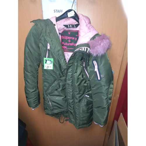 22 - Ladies Superdry Hood Coat Size Small Slight Bit Of Paint