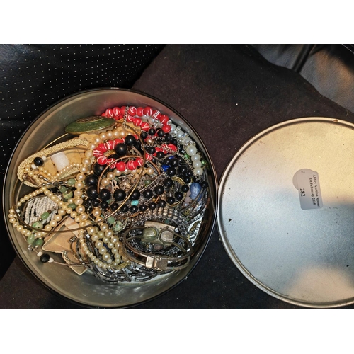 282 - Tin Of Costume Jewellery