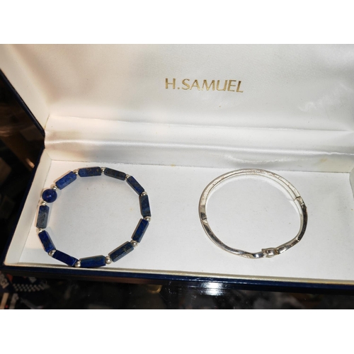 289 - Metal Bangle + A Lapis Lazuli Stone Bangle