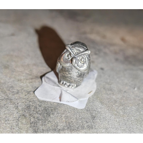 376 - Small Silver Plated Owl Ornament