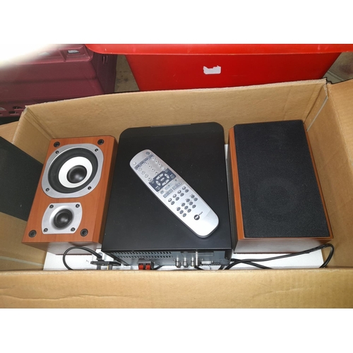 25 - Mp Man XR-DV28 Micro System Radio/DVD/CD/MP3/MPEG4/JMA/JPEG With Speakers And Remote Control In Box