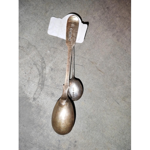 387 - Silver Mustard Spoon And Salt Spoon