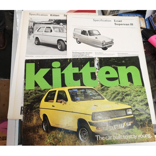 415 - 15 Reliant & Tata Car & Van Brochures Inc Kitten Rebel, 4 X 4 & Pick Up