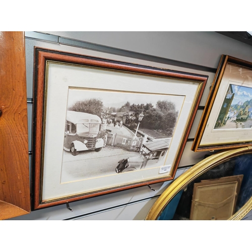 109 - 2 Framed Prints Of Station In The 1950'S And Dunster Print Signed