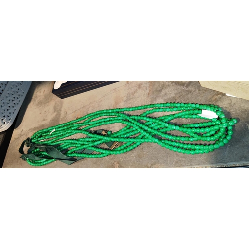 395 - Long Multi Strand Green Necklace