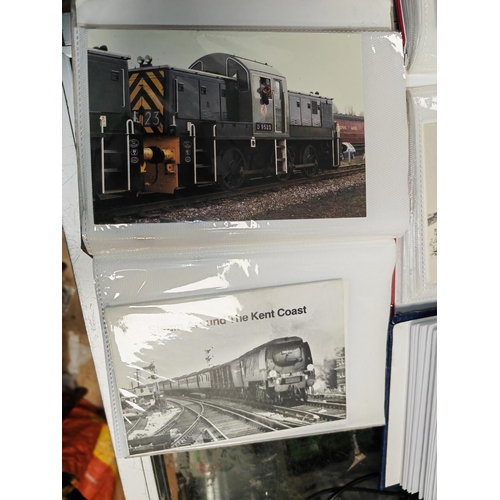 442 - Approx 210 Steam Locomotive & Train Postcards In 3 Albums, Inc Kent, Rh & Dr & Lots More