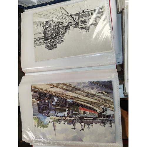 442 - Approx 210 Steam Locomotive & Train Postcards In 3 Albums, Inc Kent, Rh & Dr & Lots More