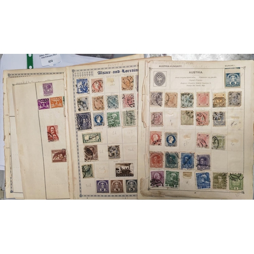 424 - Selection Of Pages Of Loose Sheets Of Austria, Italian & Netherlands Used Postage Stamps