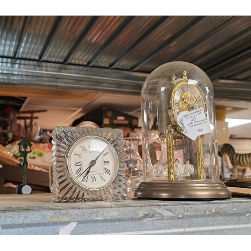 450 - Anniversary Clock Plus Cut Glass Crystal Clock