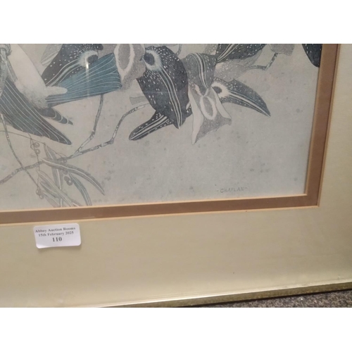 110 - Framed Picture Of Birds In Trees Signed Chaplin