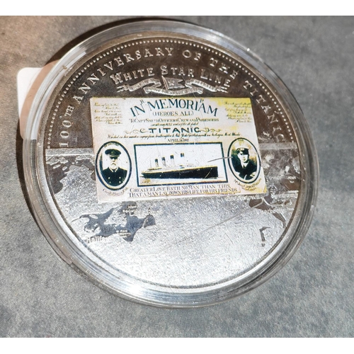 348 - Large Titanic Silver And Gold Plated Coin