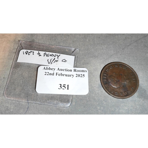 351 - 1807 Half Penny V/F