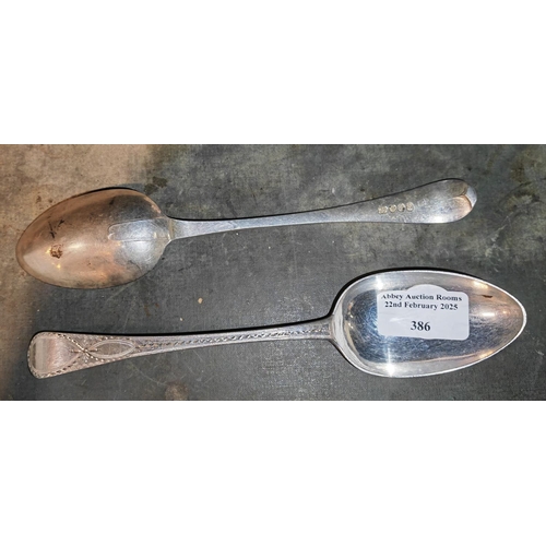 386 - 2 Large Georgian Silver Spoons