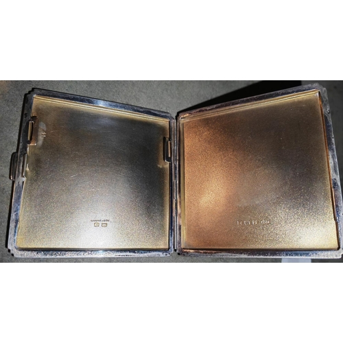 395 - Silver Art Deco Cigarette Case Bham 1935