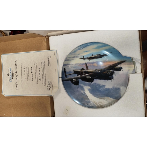 467 - Coalport War Plane Picture Plate, 3 Royal Doulton Cups And Saucers, Plus A Denby Storage Jar And A F... 