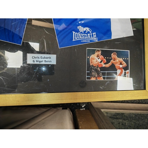 116 - Framed Signed Boxing Shorts Nigel Benn & Chris Eubank With Certificate