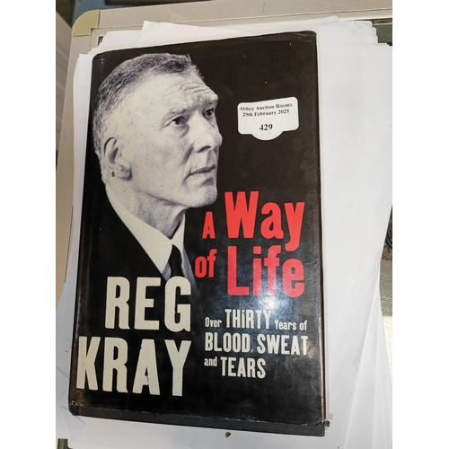 429 - Reg Kray Signed A Way Of Life Book