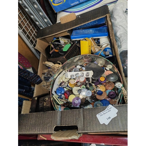 148 - Box Of Treasures, Buttons, Lighters Etc