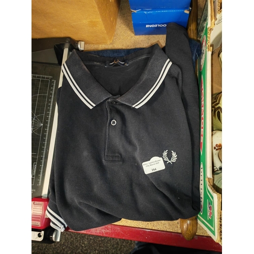 184 - Fred Perry Black And White Polo Shirt Size Xl