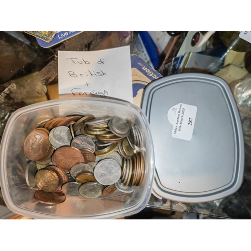 287 - Tub Of Mixed Coins