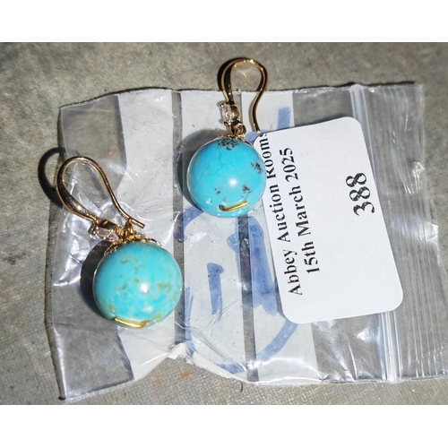 388 - Pair Of Natural Turquoise Bead Earrings