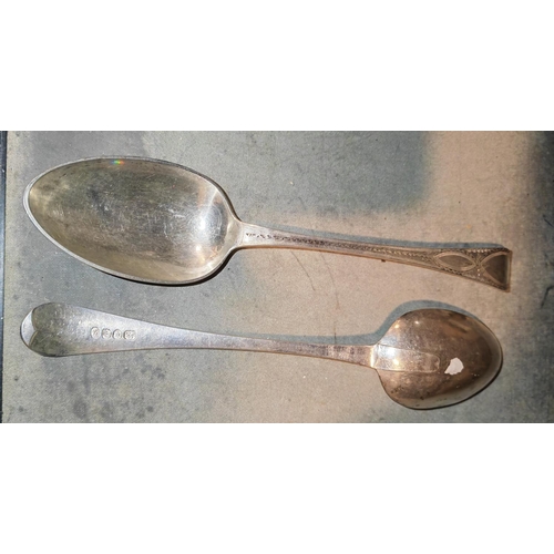 407 - 2 Large Georgian Silver Spoons