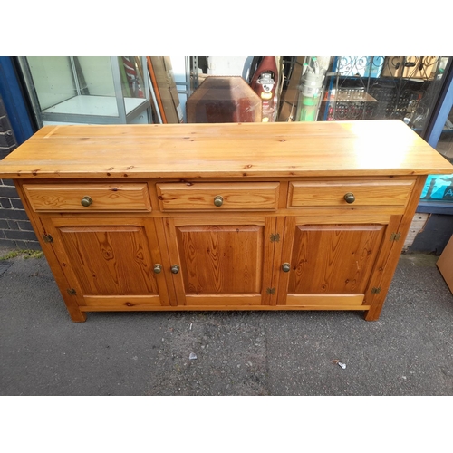 64 - Pine 3 Drawer, 3 Door Sideboard