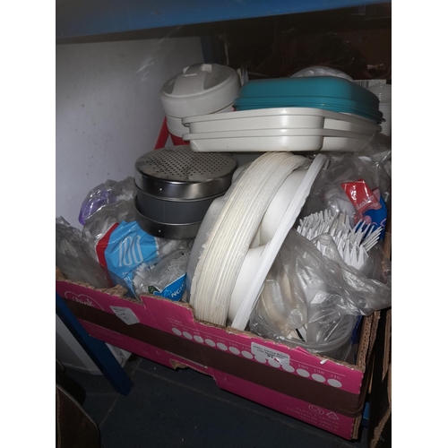 92 - Box Of Camping Plates Etc