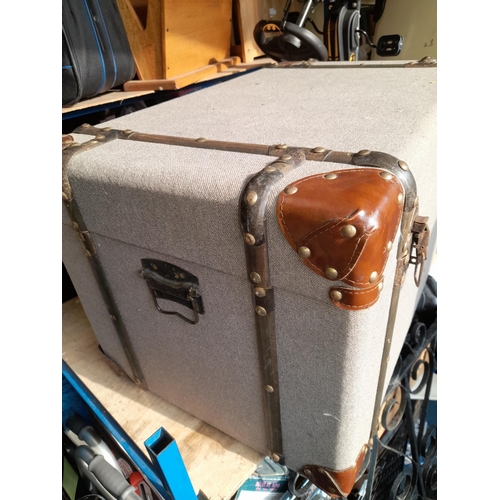 62 - Covered Trunk With Leather Corners