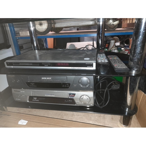 86 - Lcd Tv With Remote Control No Power Lead Plus Tv Stand Dvd Player And 2 Video Recorders