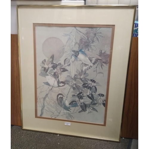 103 - Framed Picture Of Birds In Trees Signed Chaplin