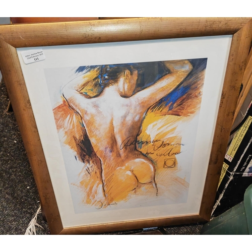 104 - Large Framed Print Of The Rear Of A Naked Lady Signed