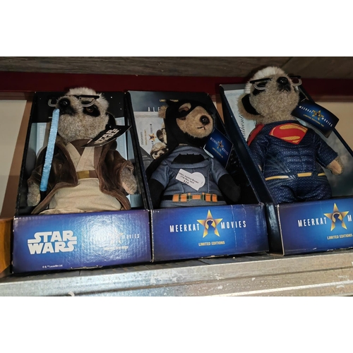 125 - 3 Collectable Meerkat Movies Soft Toys In Original Packaging