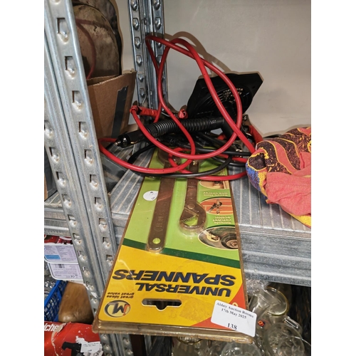 138 - Spanners, Air Blower And Jump Leads