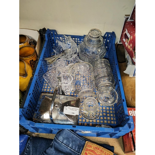 146 - Basket Of Glassware Including Crystal
