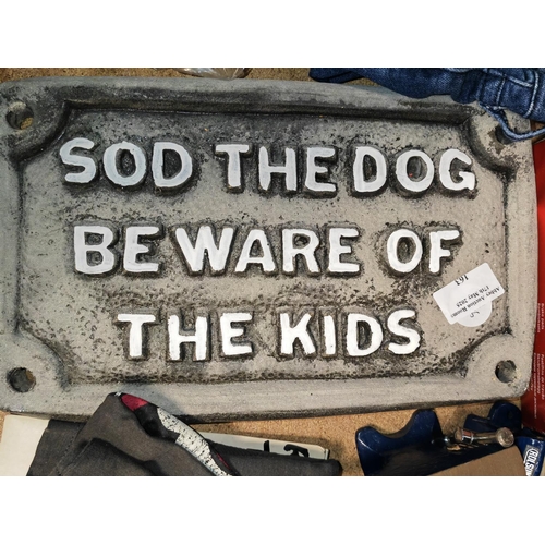 163 - Solid State Concrete Sod The Dogs Beware Of The Kids Sign