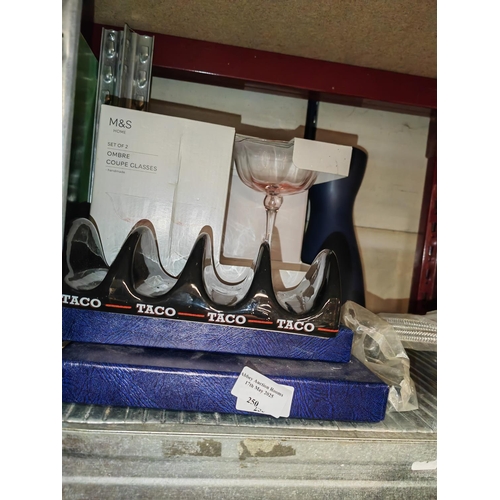 250 - Selection Of Items Including Plates, China Taco Toast Rack Etc