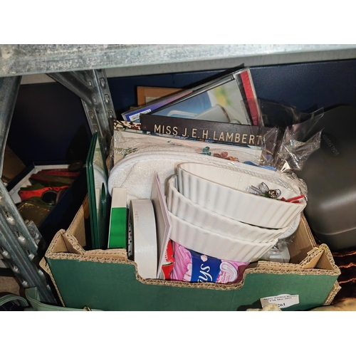 261 - Box Of Mixed Items Including Stationary, China Etc