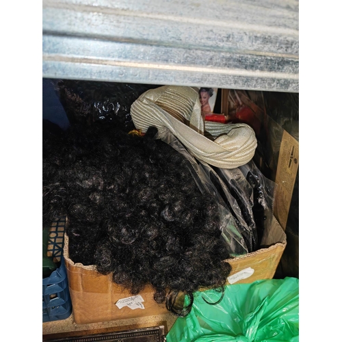 265 - Box Of Hair Accessories Including Wigs