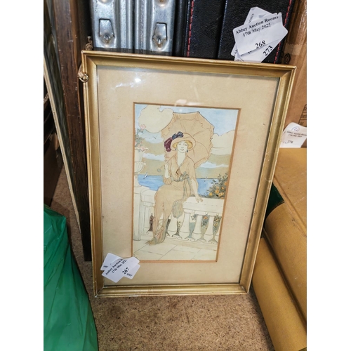 267 - Small Framed Signed Watercolour Of A Lady By Cecil Sexton