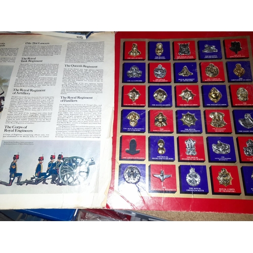 5 - Selection Of War Books Plus A Folder Of The Great British Regiment Badges 2 Missing